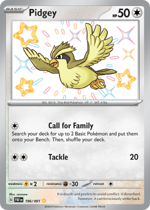 Pidgey 196/091 (Paldean Fates)