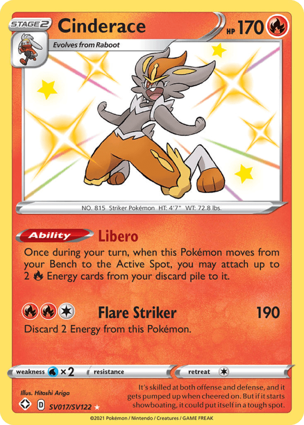 Cinderace - Shining Fates Shiny Vault - SV017/122