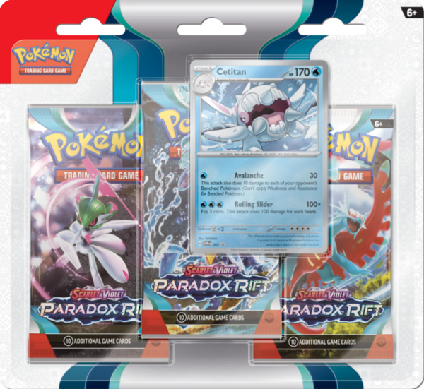 Pokémon TCG Paradox Rift 3-pack Blister - Cetitan or Arctibax