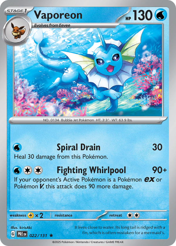 Vaporeon - Prismatic Evolutions - 022/131 (Poké Ball Reverse Holo)