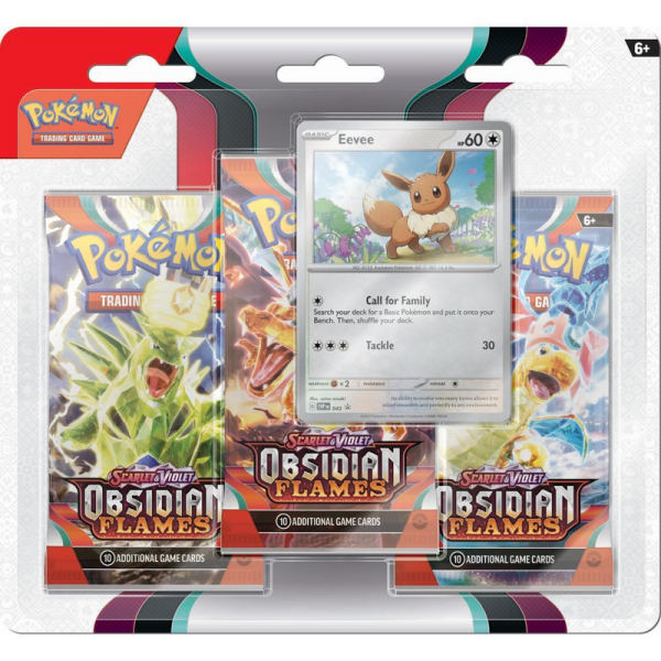 Pokémon TCG Obsidian Flames 3-pack Blister - Eevee or Houndstone