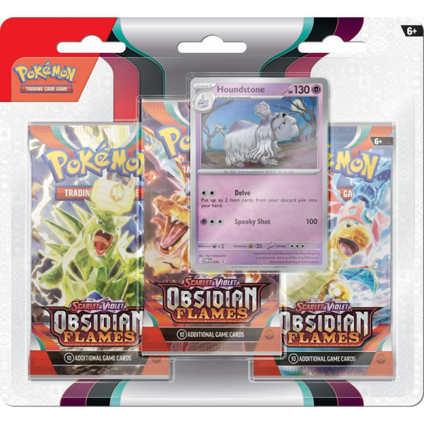 Pokémon TCG Obsidian Flames 3-pack Blister - Eevee or Houndstone - Image 2