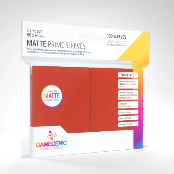 Game Genic Matte Prime Sleeves - Red (100 pack)