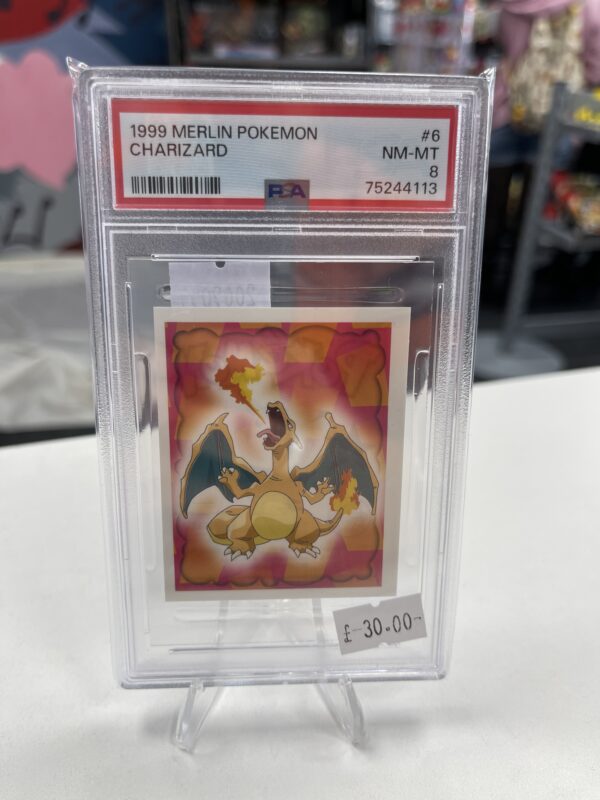 Pokémon Merlin Charizard Sticker - PSA 8