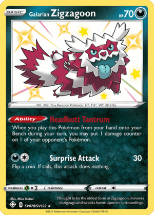 Galarian Zigzagoon - Shining Fates Shiny Vault - SV078/122