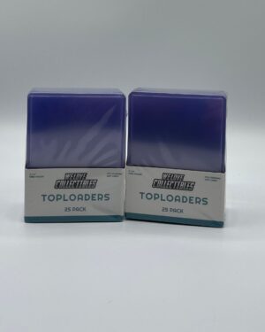 Two 25 packs of We Love Collectibles branded Toploaders for standard TCG cards.