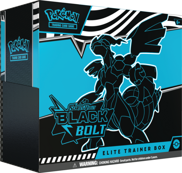 The Pokémon TCG Black Bolt Elite Trainer Box, featuring artwork of the legendary Pokémon Zekrom.