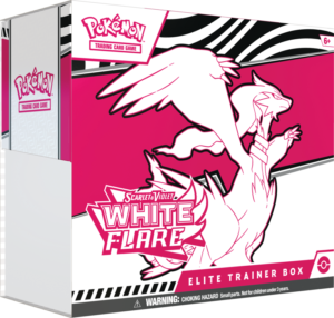 The Pokémon TCG White Flare Elite Trainer Box, featuring artwork of the legendary Pokémon Reshiram.