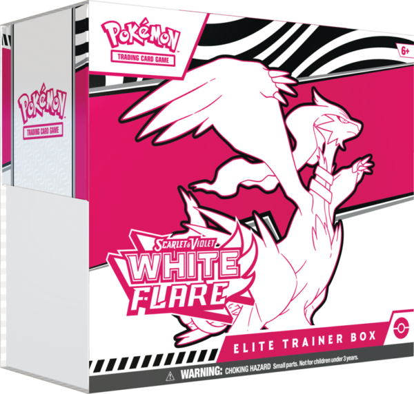 The Pokémon TCG White Flare Elite Trainer Box, featuring artwork of the legendary Pokémon Reshiram.