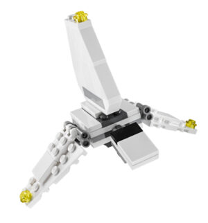 The completed LEGO Star Wars Imperial Shuttle polybag set 30246, showing the mini-build ship with its wings deployed.