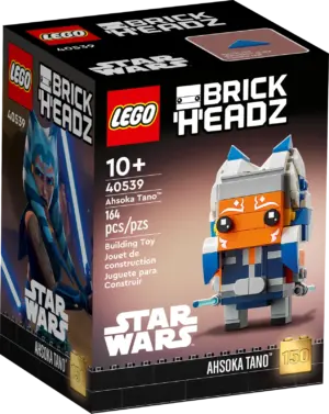 The box for the Lego Star Wars Ahsoka Tano Brick Headz set 40539, showing the buildable figure and branding.
