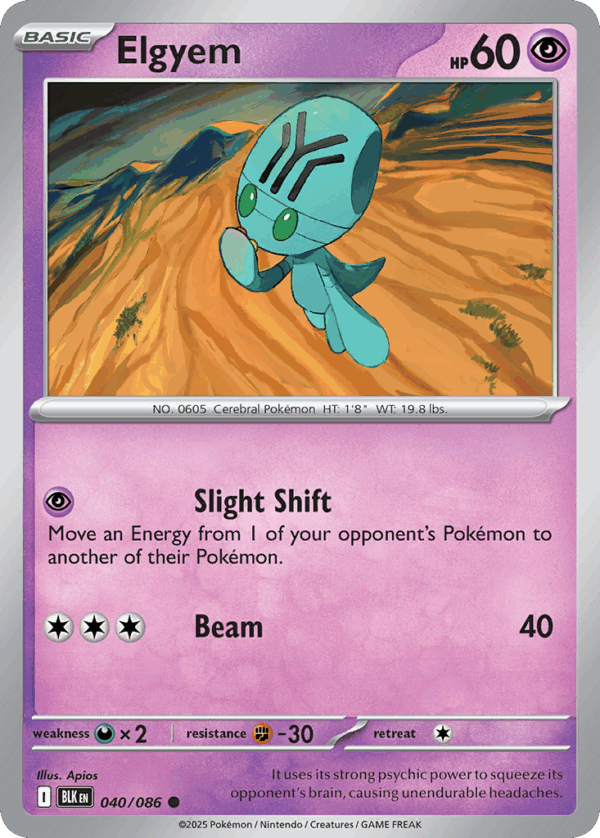 Elgyem - Black Bolt - 40/86 (Poke ball Reverse Holo)