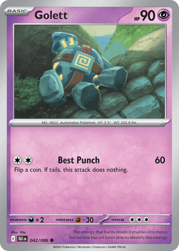 Golett - Black Bolt - 042/086 (Poké Ball Reverse Holo)