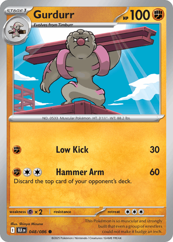 Gurdurr - Black Bolt - 048/086 (Poké Ball Reverse Holo)