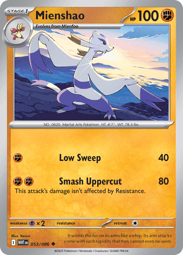Mienshao - White Flare - 53/86 (Masterball Reverse Holo)