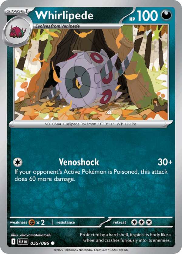 Whirlipede - Black Bolt - 55/86 (Poke Ball Reverse Holo)