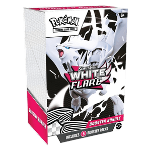 The Pokémon TCG White Flare Booster Bundle box, featuring Reshiram and containing 6 booster packs.