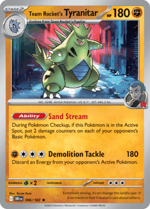 Team Rocket's Tyranitar - Destined Rivals - 96/182 (Pokemon Center Stamped Promo) (unsealed)