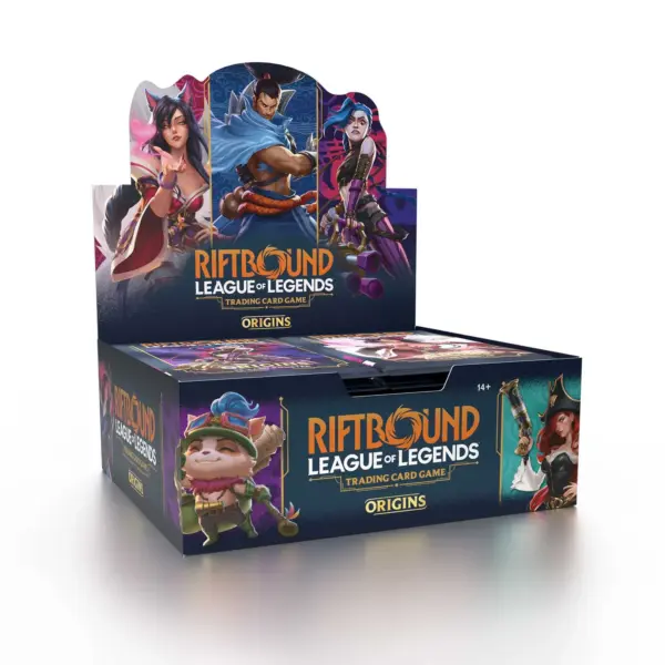 A sealed booster display box for Riftbound: League of Legends Trading Card Game - Origins.