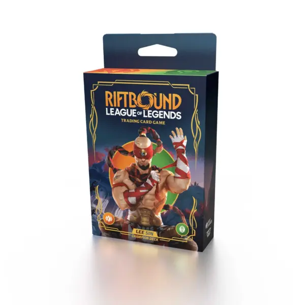 The box for the Riftbound: League of Legends TCG – Lee Sin Champions Battle Deck.