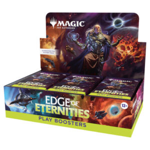 A sealed Play Booster display box for the Magic: The Gathering set, Edge of Eternities.