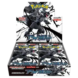 A sealed Japanese booster box for the Pokémon TCG Black Bolt expansion, featuring the legendary Pokémon Zekrom.