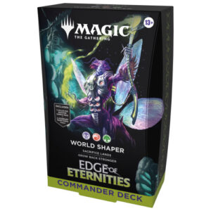 The box for the Magic: The Gathering Edge of Eternities Commander Deck, "World Shaper."