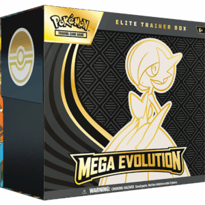 The box for the Pokémon TCG Mega Evolution Elite Trainer Box, themed with Mega Gardevoir artwork.
