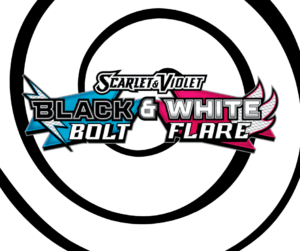 The official dual set logo for Pokémon TCG Scarlet & Violet—Black Bolt & White Flare.