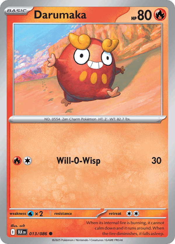 Darumaka - Black Bolt - 013/086 (Master Ball Reverse Holo)