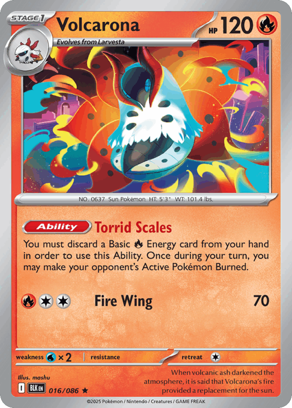 Volcarona - Black Bolt - 16/86 (Poke Ball Reverse Holo)