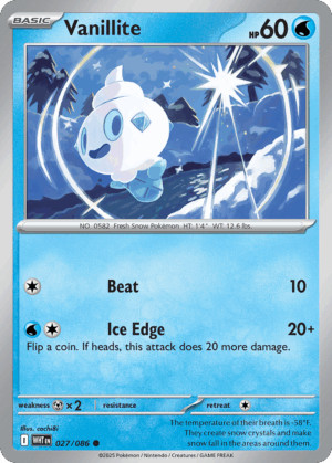 Vanillite - White Flare - 027/086 (Poke Ball Reverse Holo)