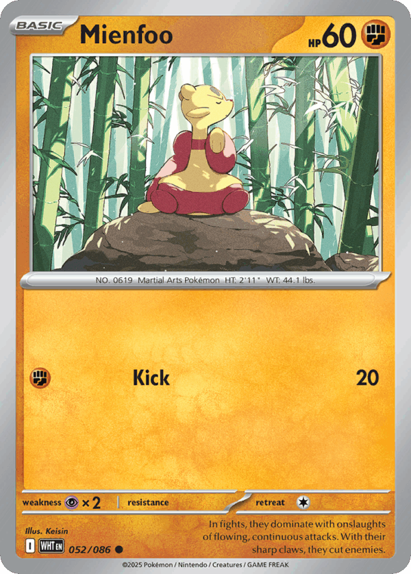 Mienfoo - White Flare - 52/86 (Masterball Reverse Holo)