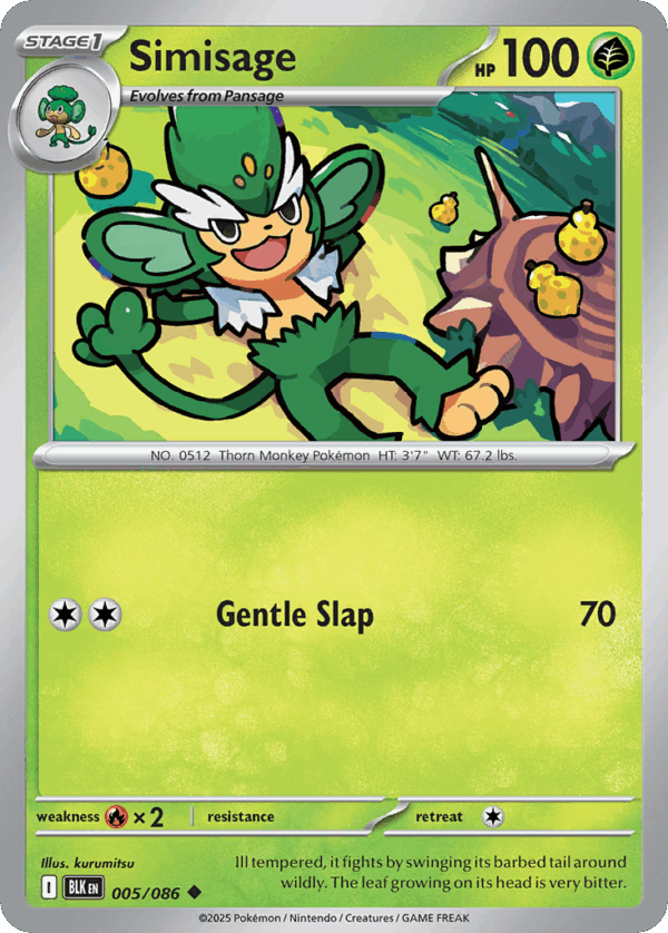 Simisage - Black Bolt - 005/086 (Master Ball Reverse Holo)