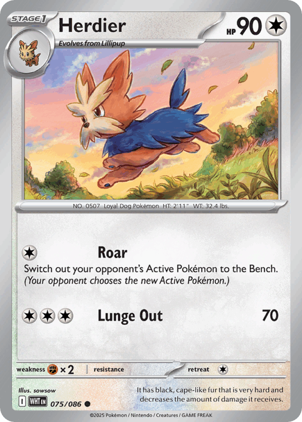 Herdier - White Flare - 075/086 (Master Ball Reverse Holo)