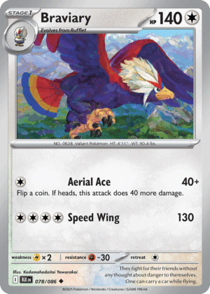Braviary - Black Bolt - 078/086 (Master Ball Reverse Holo)