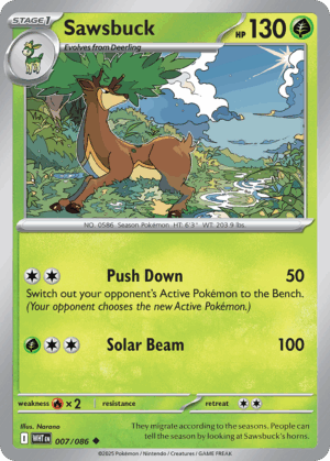 Sawsbuck - White Flare - 007/086 (Master Ball Reverse Holo)