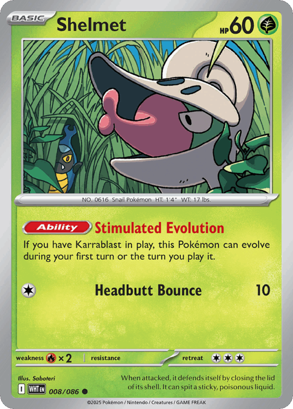 Shelmet - White Flare - 8/86 (Poke Ball Reverse Holo)