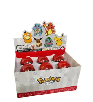 A full, sealed display box of Pokémon Funism Palmsize Wonders Poké Balls, showing the box art and the six available characters.