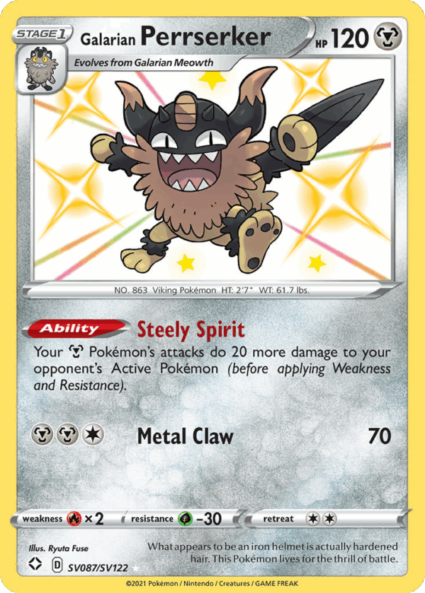 Galarian Perrserker - Shining Fates Shiny Vault - SV087/122