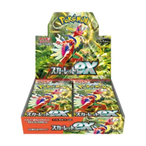 A Japanese booster box for the Pokémon TCG set Scarlet ex, featuring the legendary Pokémon Koraidon.