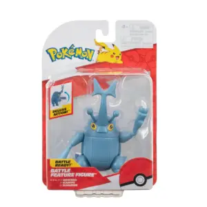 The Pokemon Battle Feature Figure of Heracross in its official packaging, ready for a horn attack.