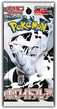 A single Japanese booster pack for the Pokémon TCG White Flare expansion, featuring the legendary Pokémon Reshiram.