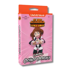 The box for the Ochaco Uraraka Clash Deck, a starter deck for the My Hero Academia Collectible Card Game.