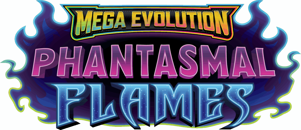 The official logo for the Pokémon TCG set Mega Evolution: Phantasmal Flames.