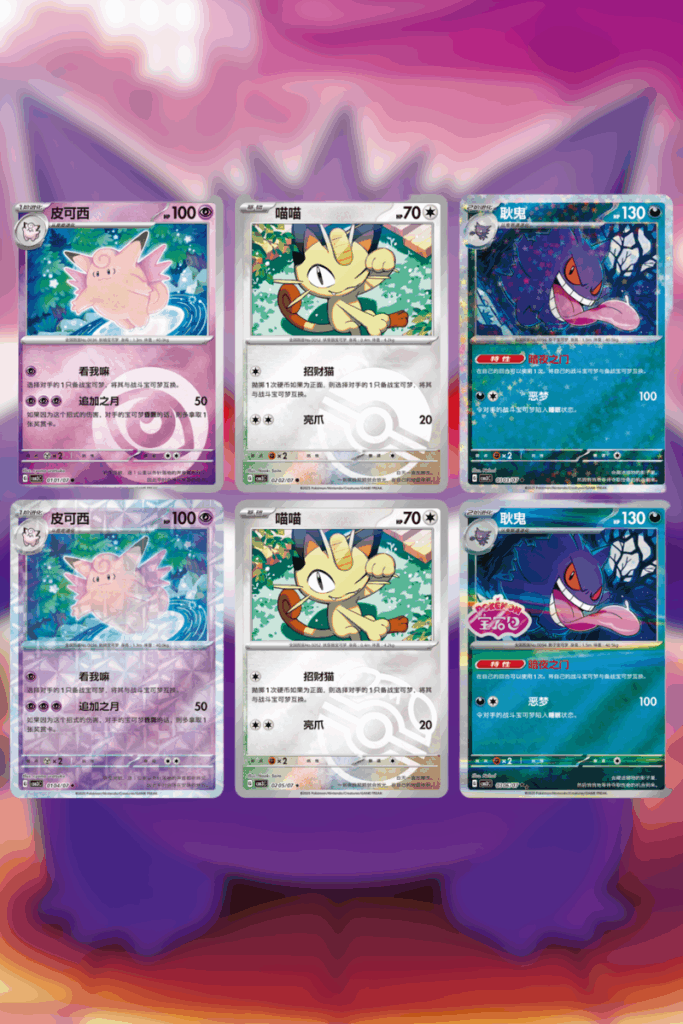 A selection of standard cards from the Chinese Pokémon TCG set Gem Pack Vol. 3, showing the unique Master Ball reverse holo pattern.