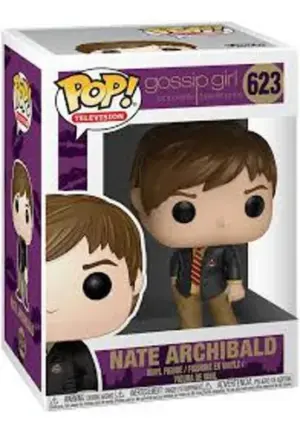 A Funko POP figure of Nate Archibald from Gossip Girl, number 623. This product is listed as having a damaged box.