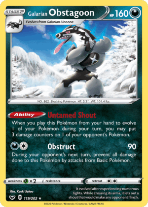Galarian Obstagoon - Sword & Shield - 119/202 (Sword & Shield Stamped)