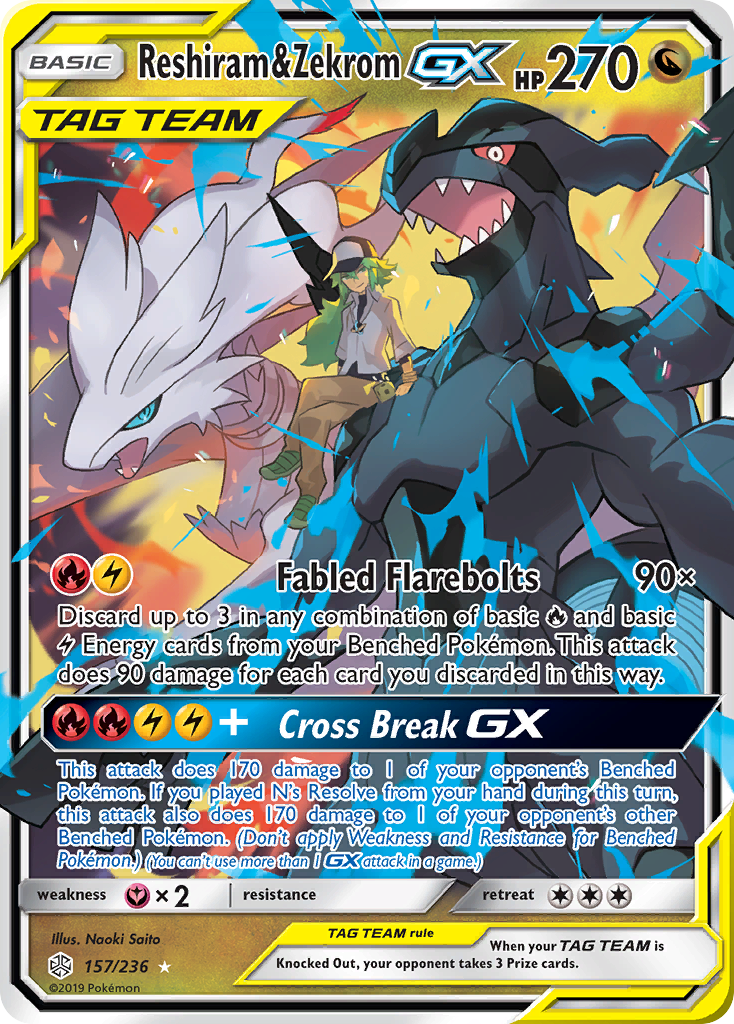 Reshiram & Zekrom-GX - Cosmic Eclipse - 157/236 (NM)