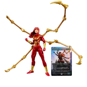 Hasbro Marvel Legends Mary Jane Iron Spider 6-inch action figure featuring comic-accurate Iron Spider suit, four posable waldoes and exclusive borderless foil MTG promo